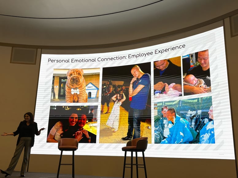 Jamie Henriod speaking during her session, sharing customer service lessons from her time at Zappos with funeral service leaders.